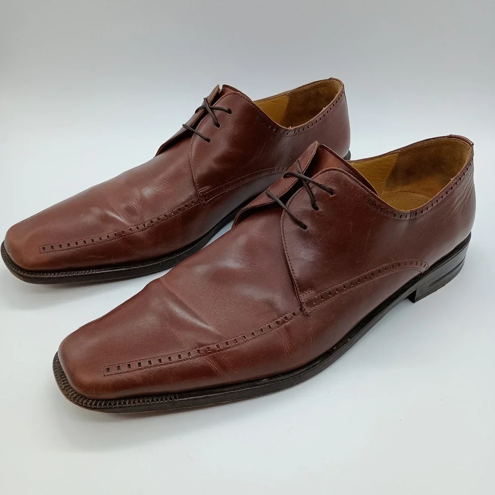 Mezlan Davinci 620 Brown Leather Square‎ Toe Oxford Dress Shoes Mens 15 M Spain